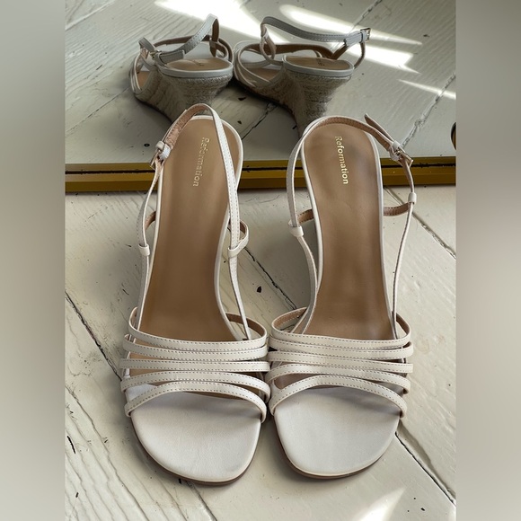 Reformation Cream Ava Wedge Espadrille Sandal Size 10 NEW - Picture 2 of 7